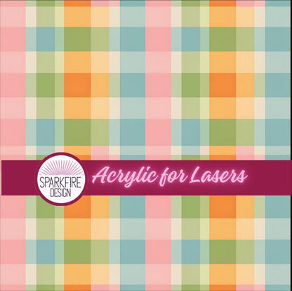Spring Pastel Acrylic Sheets - Easter Plaid Patterned Cast Acrylic for Laser Cutting Patterned Cast Acrylic, Flex and Wood for Lasers