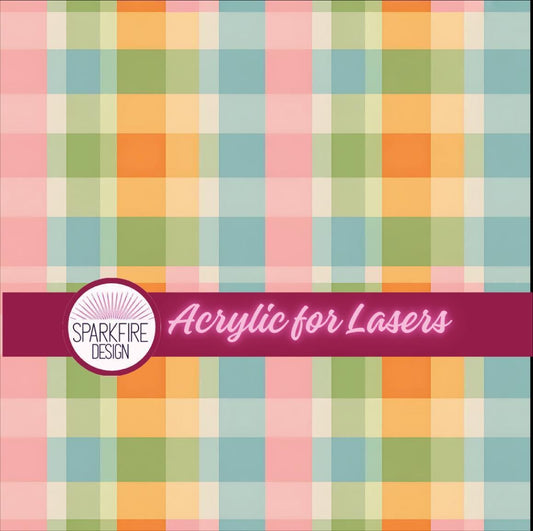 Spring Pastel Acrylic Sheets - Easter Plaid Patterned Cast Acrylic for Laser Cutting Patterned Cast Acrylic, Flex and Wood for Lasers