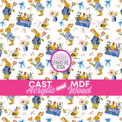 Easter Bunny Rabbit Spring Pastel Patterned Cast Acrylic, Flex and Wood for Lasers