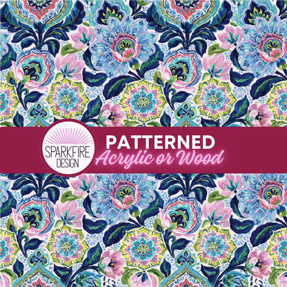 Flower Patterned Acrylic Sheet, Blue Daisy Floral Laser Acrylic or Flex or Wood