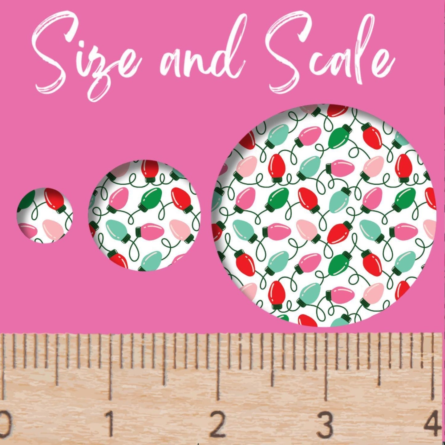 Red and Green Christmas Lights Patterned Cast Acrylic, Flex and Wood for Lasers