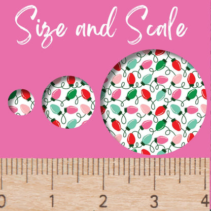 Red and Green Christmas Lights Patterned Cast Acrylic, Flex and Wood for Lasers