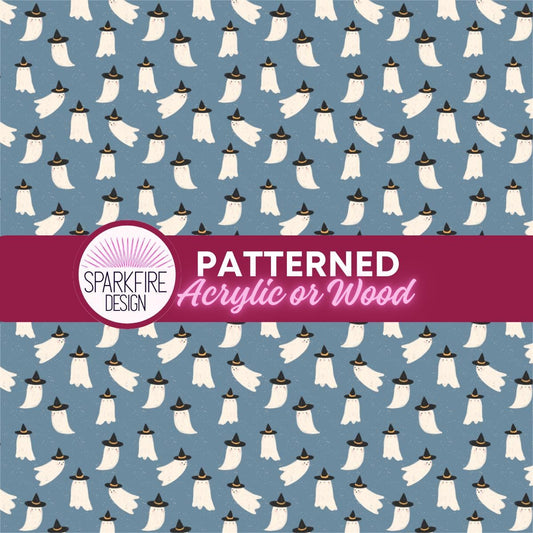 Halloween Patterned Acrylic Sheet – Ghosts Laser Cut Jewelry | Halloween Acrylic