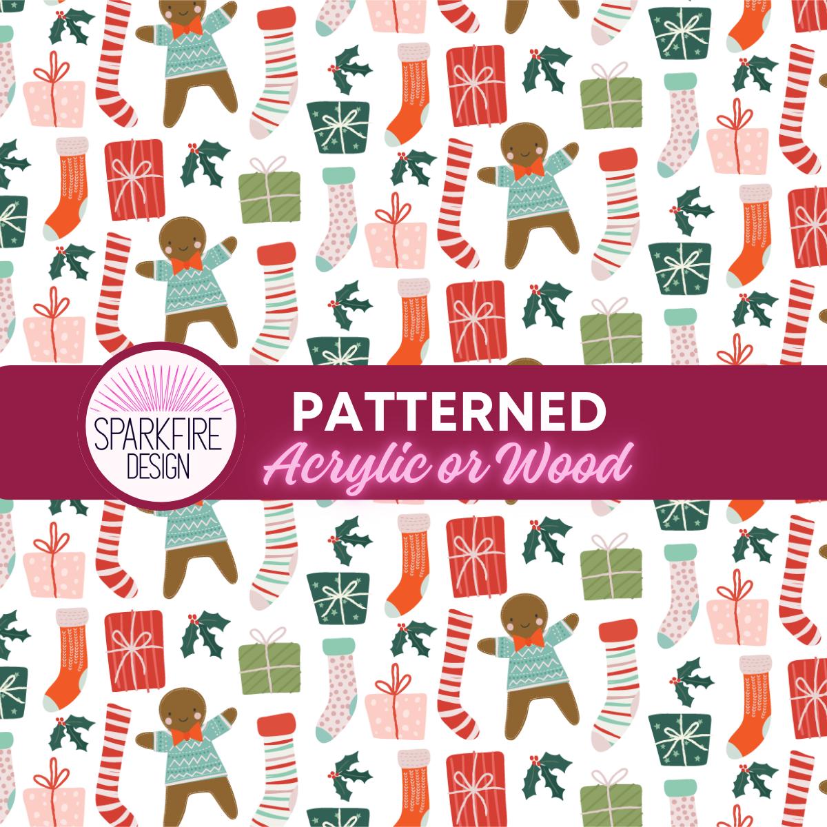 Patterned Acrylic Sheet, Candy Cane Christmas Laser Acrylic - Pink