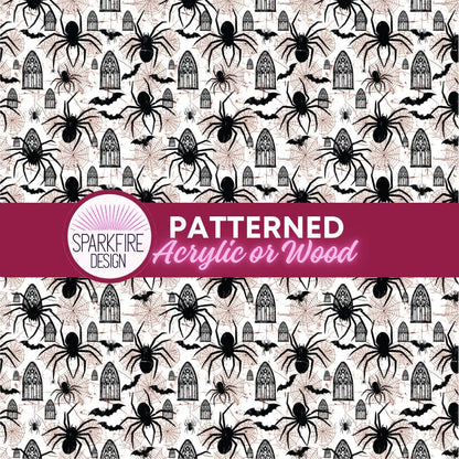 Halloween Patterned Acrylic Sheet - Spider Bat Halloween Design | Laser Cut Jewelry Supplies