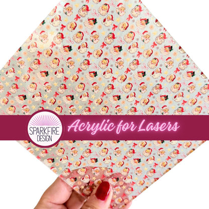 Patterned Acrylic Sheet, Santa Christmas Laser Cut Flex For Lasers