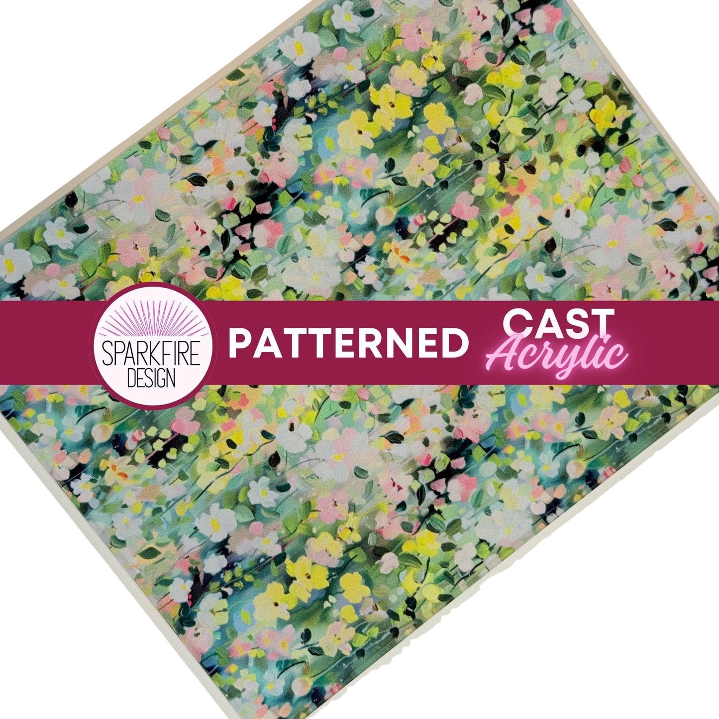 Floral Acrylic Sheets - Patterned UV Printed Flower Design for Laser Cutting Jewelry Patterned Cast Acrylic, Flex and Wood for Lasers