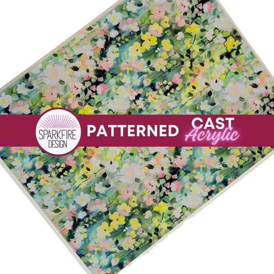 Floral Acrylic Sheets - Patterned UV Printed Flower Design for Laser Cutting Jewelry Patterned Cast Acrylic, Flex and Wood for Lasers