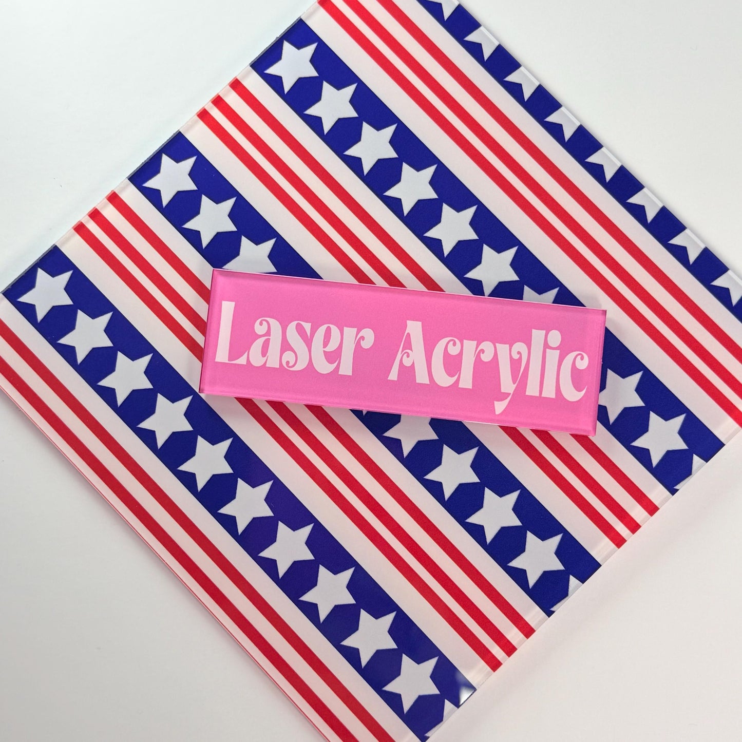 Patterned Clear Acrylic - Stars and Stripes 3mm Sheet for Laser Cutting Patterned Cast Acrylic, Flex and Wood for Lasers