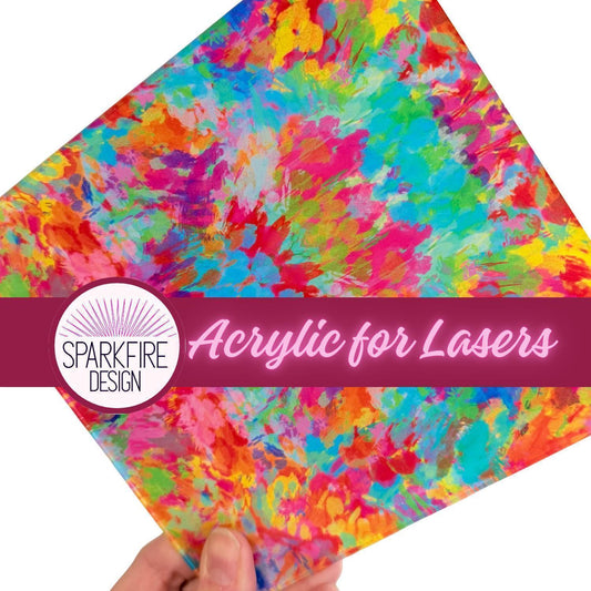 Printed Acrylic Sheets - Rainbow Pattern Floral Design for Laser Cutting Projects Patterned Cast Acrylic, Flex and Wood for Lasers