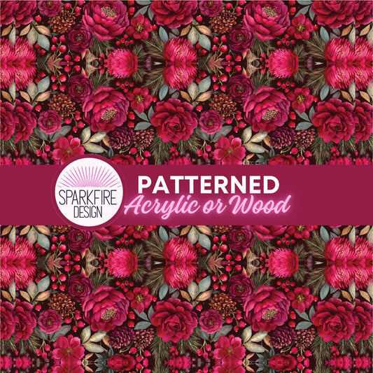 Patterned Laser Acrylic, Christmas Floral Cast Sheet For Lasers