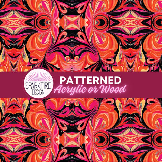 Pink Black Swirl Patterned Cast Acrylic for Laser Cutting