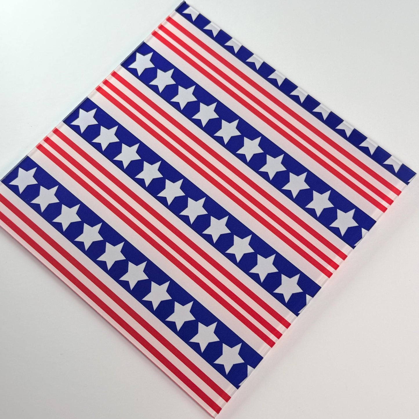 Patterned Clear Acrylic - Stars and Stripes 3mm Sheet for Laser Cutting Patterned Cast Acrylic, Flex and Wood for Lasers