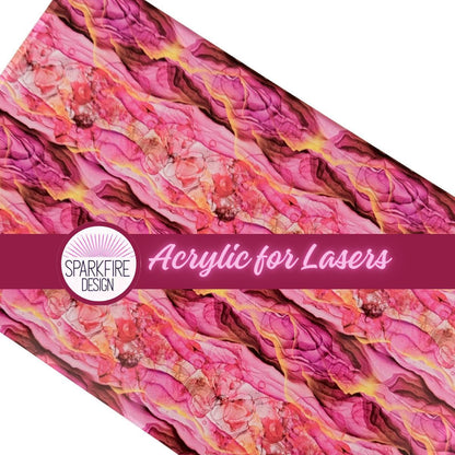 Pink Marble Patterned Cast Acrylic, Flex and Wood for Lasers