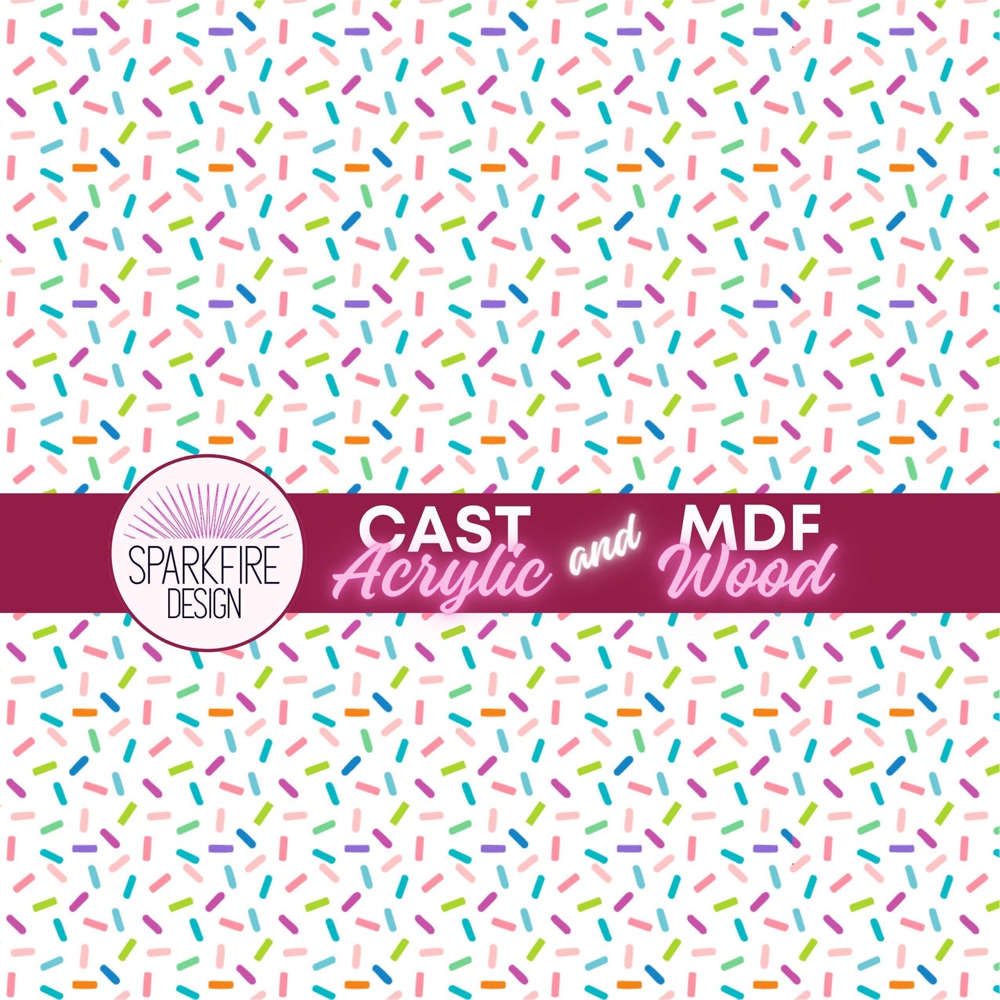 Patterned Acrylic Sheet - Laser Cut White Cast Acrylic 6x4 Birthday Cake Sprinkles Patterned Cast Acrylic, Flex and Wood for Lasers