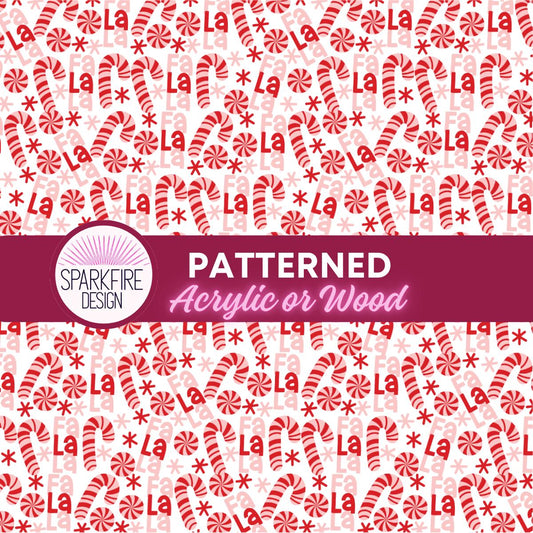 Patterned Acrylic Sheet, Candy Cane Christmas Laser Acrylic - Pink