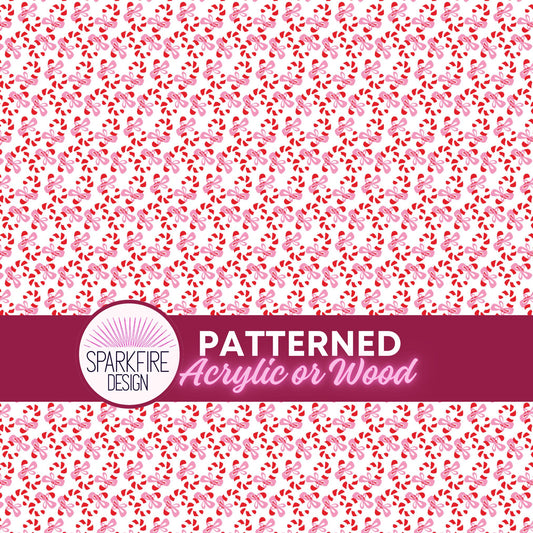 Patterned Acrylic Sheet, Candy Cane Christmas Laser Blank, Pink