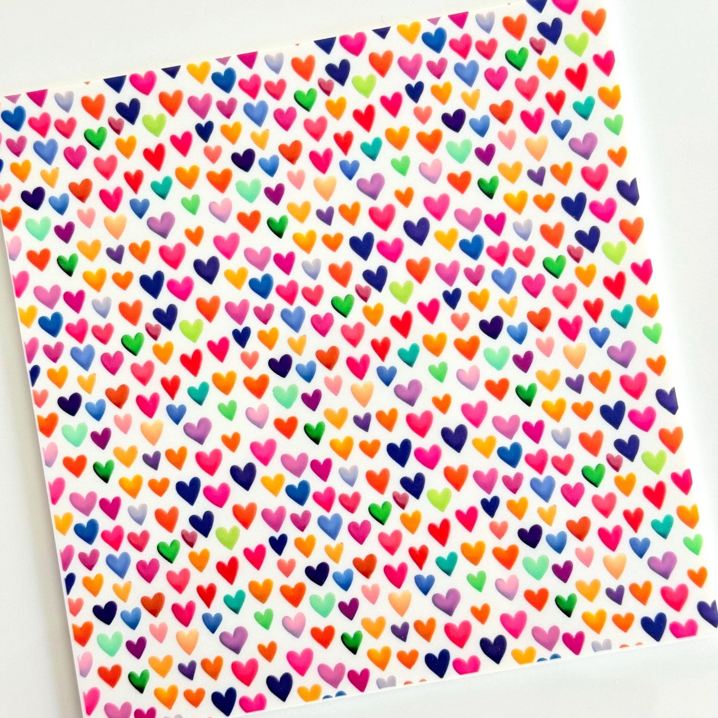 Rainbow Hearts Patterned Cast Acrylic, Flex and Wood for Lasers