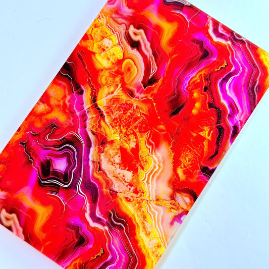 Pink Orange Marble Patterned Cast Acrylic, Flex and Wood for Lasers