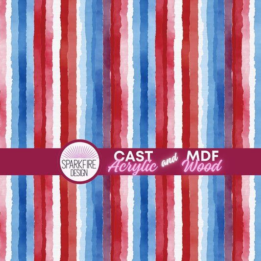 Red, White and Blue Patterned acrylic sheet for laser cutting. The pattern is patriotic, 4th of July, and patriotic.
