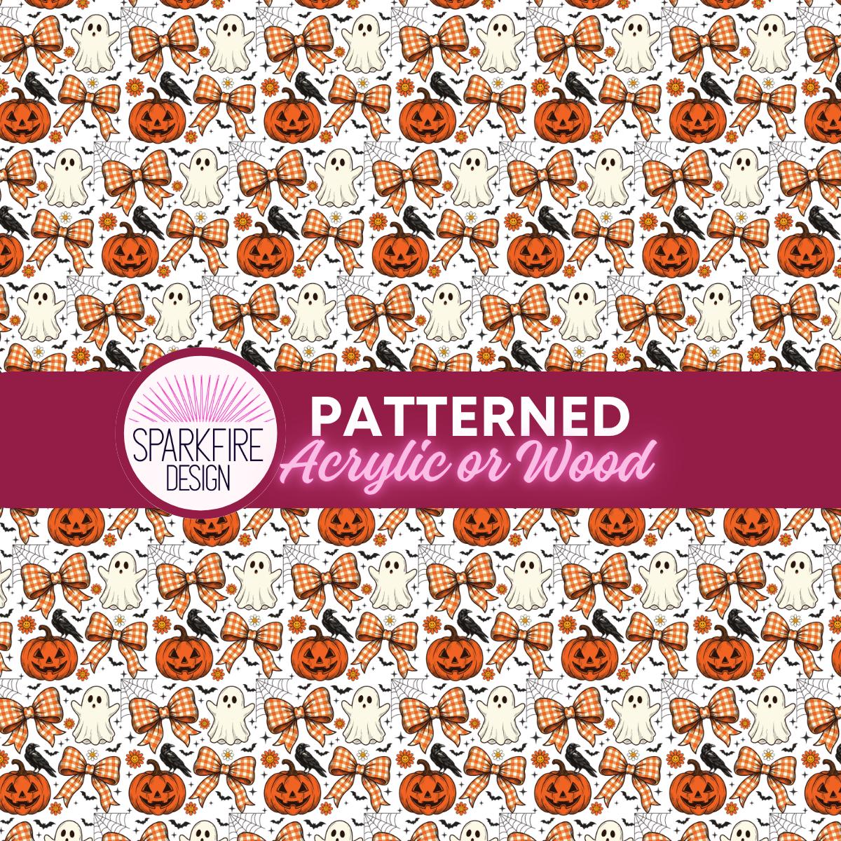 Halloween Patterned Acrylic Sheet - Fall Ghost Pumpkin Design | Laser Cutting Materials