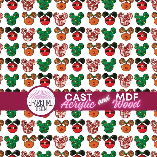 Christmas Patterned Acrylic | Laser Cut Acrylic Sheet With Mouse Design