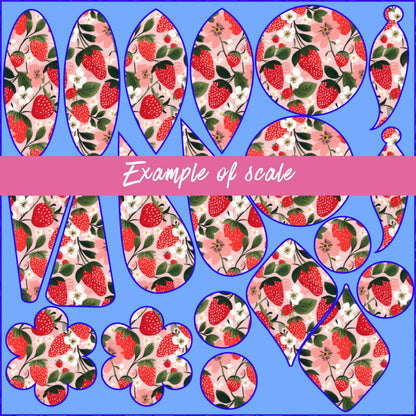 Strawberry Patterned Cast Acrylic, Flex and Wood for Lasers