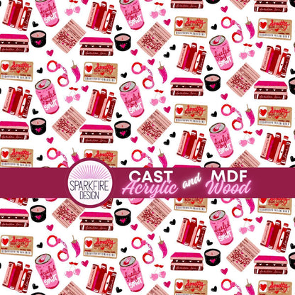 Smut Booklover, Reading, Romance Reader Patterned Cast Acrylic, Flex and Wood for Lasers