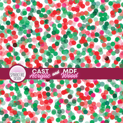 Christmas Confetti Polka Dot Acrylic Sheets - Patterned Acrylic for Laser Cutting