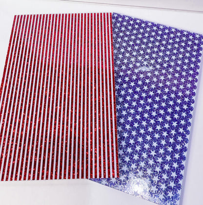 Patriotic Acrylic Sheet – 4th of July Blue Glitter Stars | Independence Day Craft Supplies Patterned Cast Acrylic, Flex and Wood for Lasers