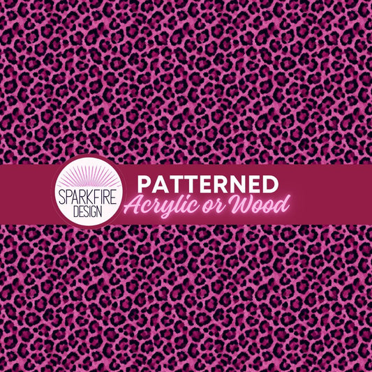 Pink Cheetah Patterned Cast Acrylic, Flex and Wood for Lasers
