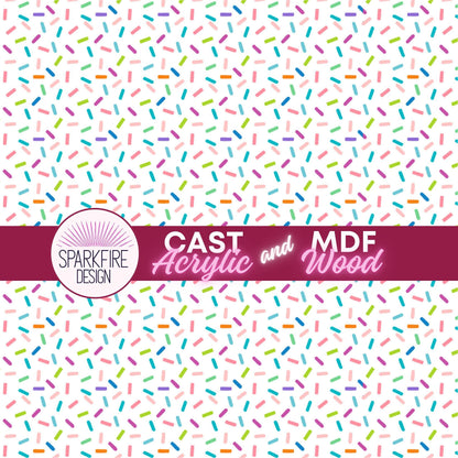 Birthday Cake Sprinkles Patterned Cast Acrylic, Flex and Wood for Lasers