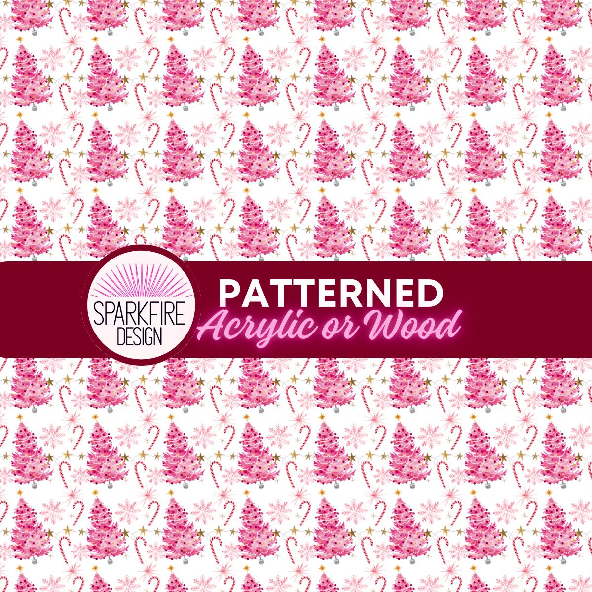 Patterned Laser Acrylic, Pink Christmas Trees Sheet For Lasers