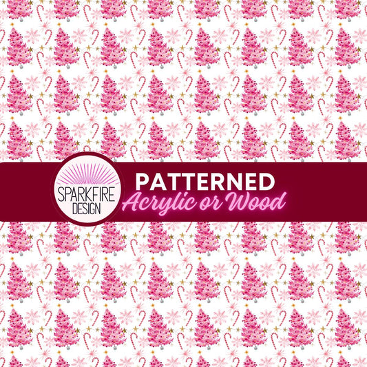 Patterned Laser Acrylic, Pink Christmas Trees Sheet For Lasers