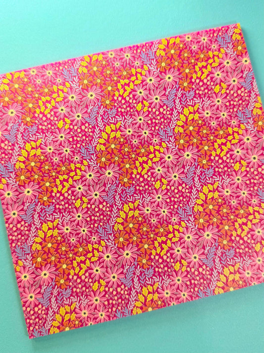 Pink Floral Acrylic Patterned Sheet - 3mm UV Printed Acrylic Square for Laser Cutting Patterned Cast Acrylic, Flex and Wood for Lasers