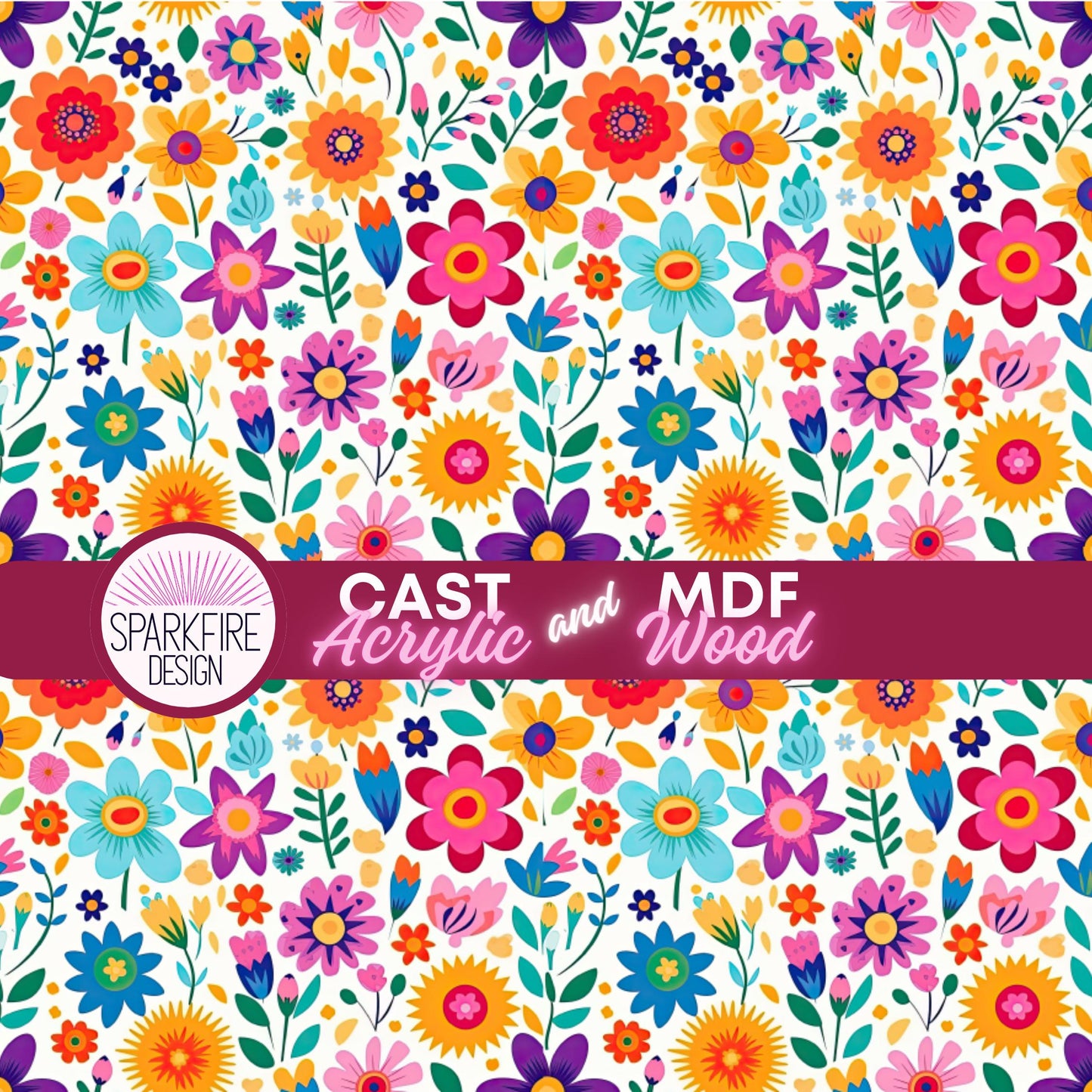 Floral Flower patterned acrylic for laser cutting. Cast acrylic sheet for lasers.