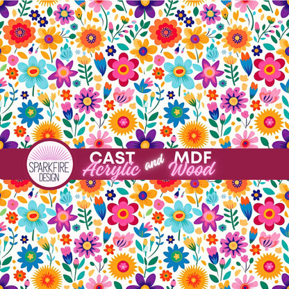 Floral Flower patterned acrylic for laser cutting. Cast acrylic sheet for lasers.