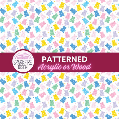Pastel Gummy Bear Acrylic - Patterned Cast Sheet | Laser Cut Acrylic for Earrings Patterned Cast Acrylic, Flex and Wood for Lasers