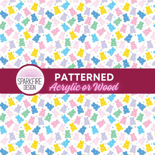 Pastel Gummy Bear Acrylic - Patterned Cast Sheet | Laser Cut Acrylic for Earrings Patterned Cast Acrylic, Flex and Wood for Lasers