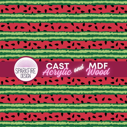 Watermelon Stripes Patterned Cast Acrylic, Flex and Wood for Lasers
