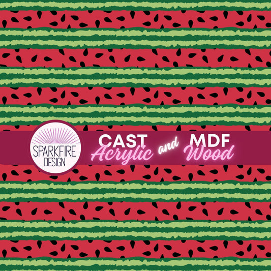 Watermelon Stripes Patterned Cast Acrylic, Flex and Wood for Lasers