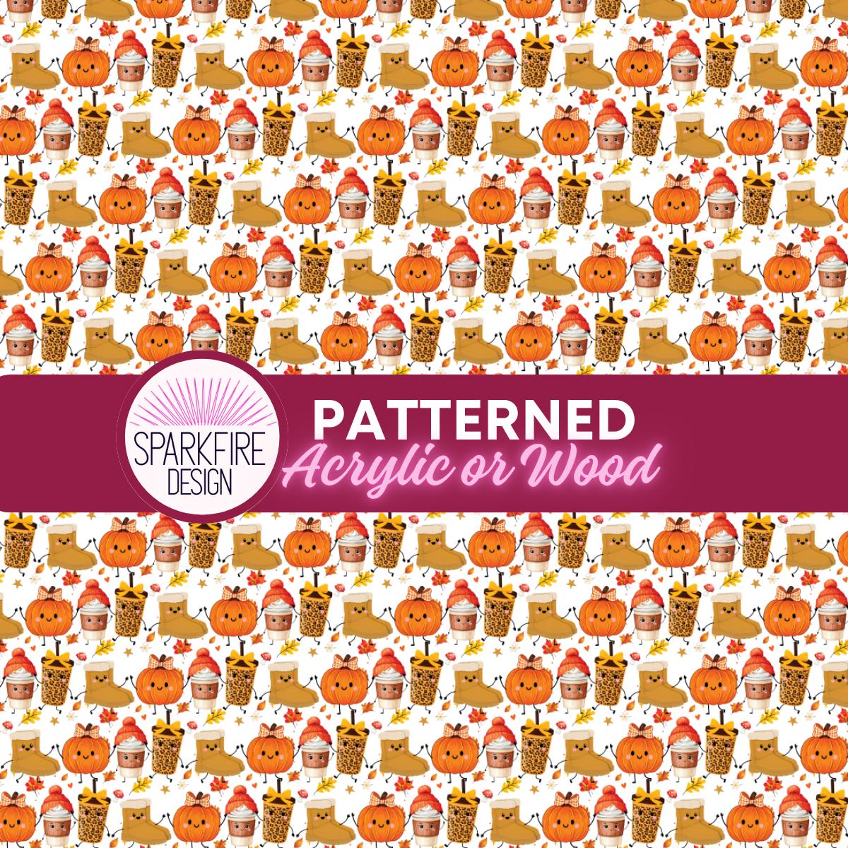 Halloween Patterned Acrylic Sheet | Fall Pumpkin for Laser Cutting