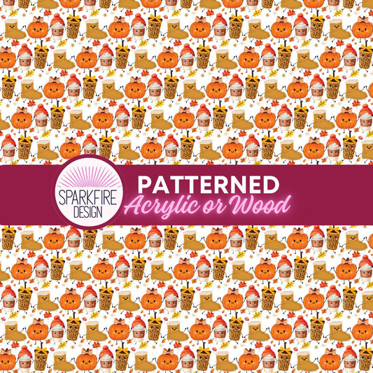 Halloween Patterned Acrylic Sheet | Fall Pumpkin for Laser Cutting