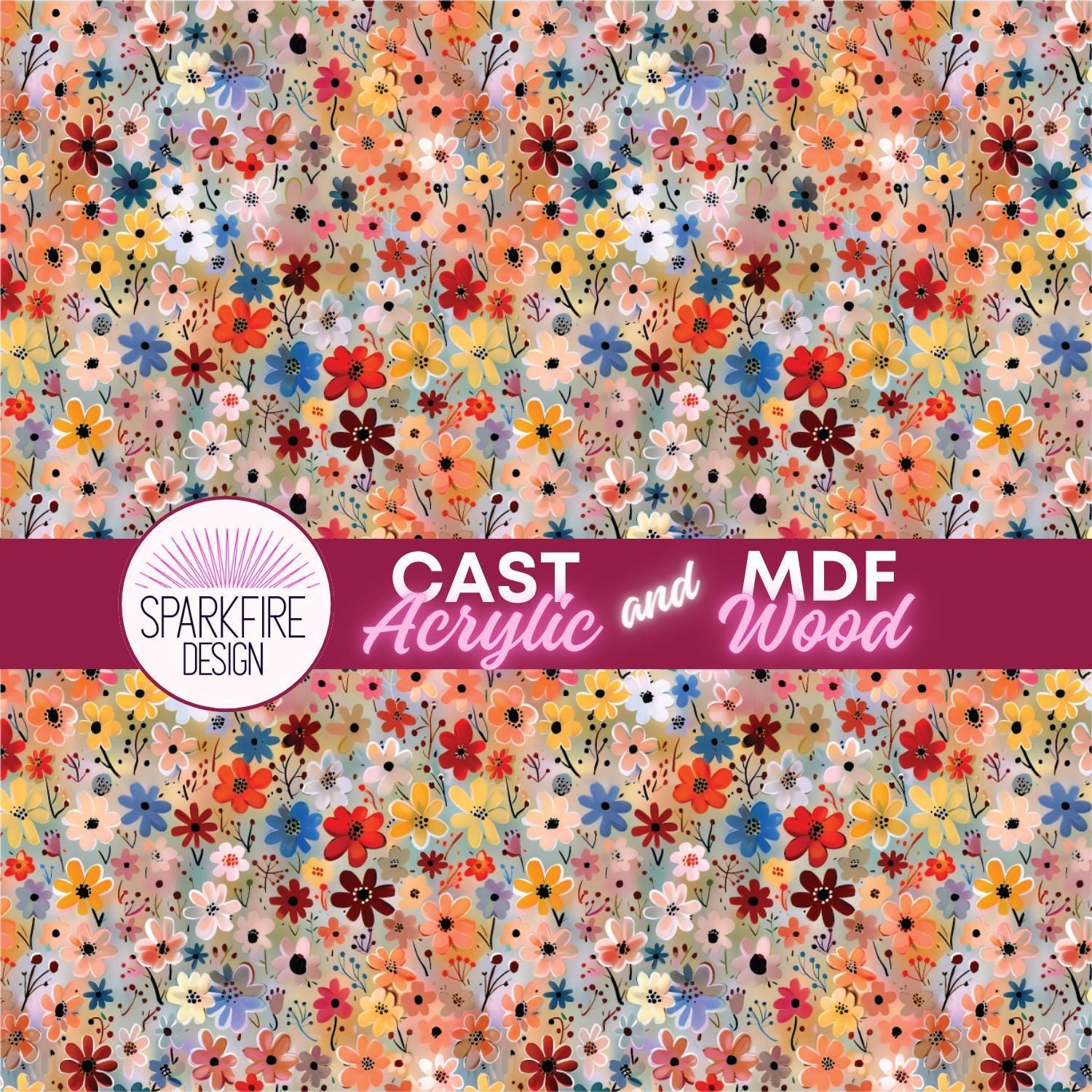 Floral Flower patterned acrylic for laser cutting. Cast acrylic sheet for lasers.