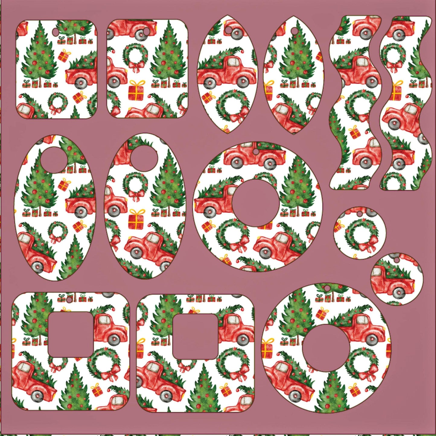 Red Truck Christmas Patterned Acrylic Sheet - Laser Cut Acrylic Material