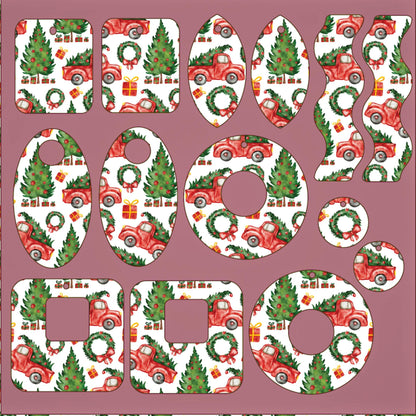 Red Truck Christmas Patterned Acrylic Sheet - Laser Cut Acrylic Material