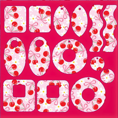 Cherry Bows and Fun Patterned Cast Acrylic, Flex and Wood for Lasers