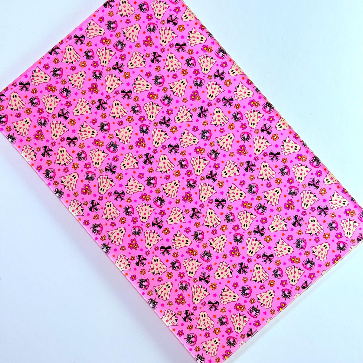 Halloween Patterned Acrylic, Pumpkin Acrylic for Lasers, Pink Two Sided UV Printed Acrylic for Lasers for Jewelry and Cup Toppers, Glowforge