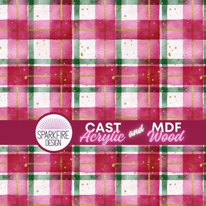 Christmas Plaid Acrylic - Red and Green Patterned Cast Laser Acrylic Sheet for Cutting & Engraving