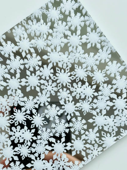Snowflake on Mirror, Christmas Snowflakes on Mirror Acrylic,  Winter Acrylic for Lasers, Christmas Acrylic, Acrylic for Jewelry